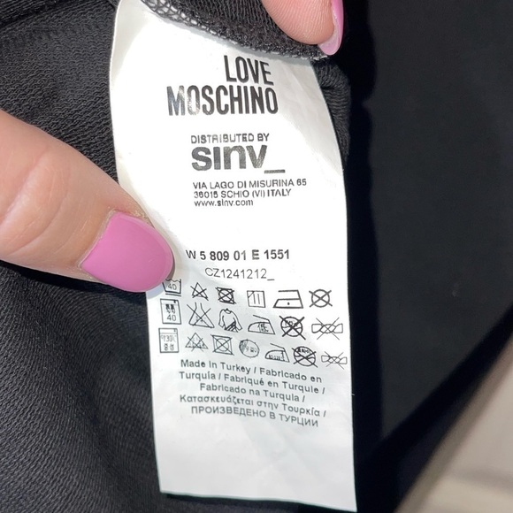 LOVE MOSCHINO Black Aztec Printed Trim T Shirt Mini Dress Size 8 - Picture 6 of 6